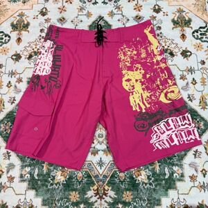 Pink‎ Graphic Board Shorts Swim Trunks Beach Surf Men's